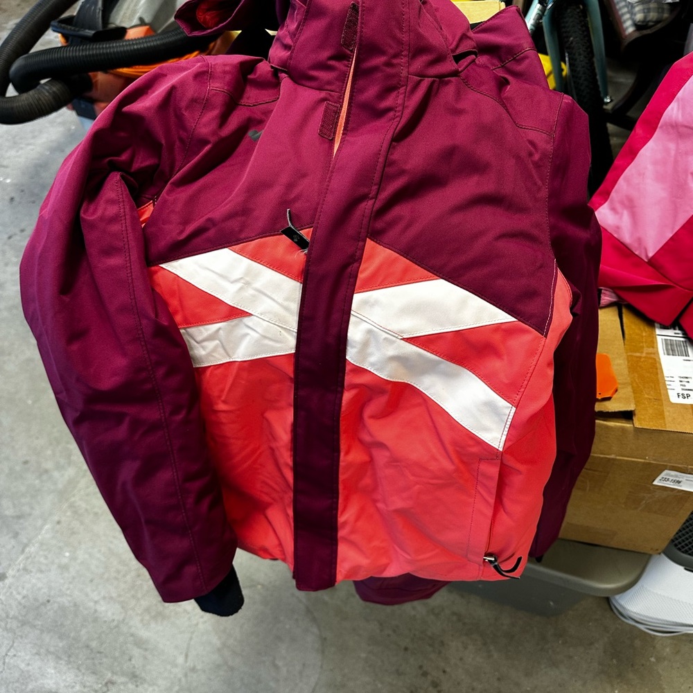 Girls Obermeyer Ski Board Snow Suit, Maroon and Pink Jacket and pants